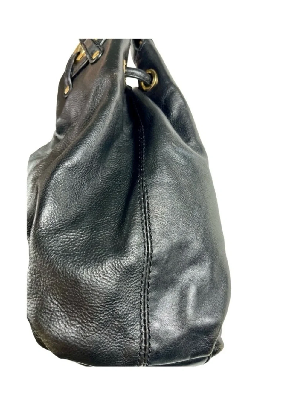 Michael Kors Ludlow Black Leather Hobo Shoulder Bag Gold Hardware Y2K